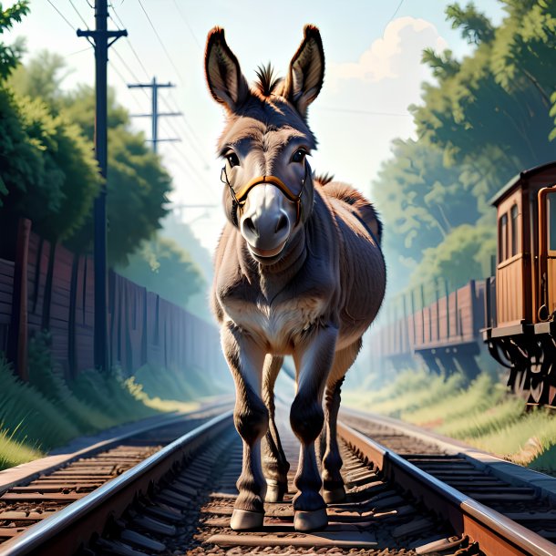 Illustration of a donkey on the railway tracks