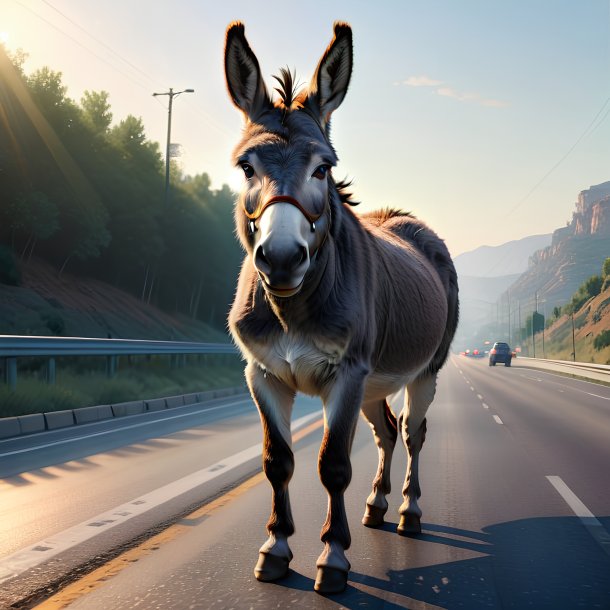 Illustration of a donkey on the highway