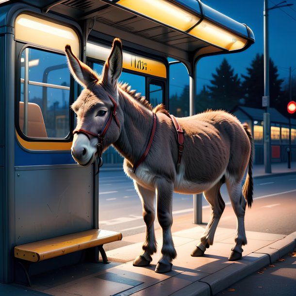 Illustration of a donkey on the bus stop