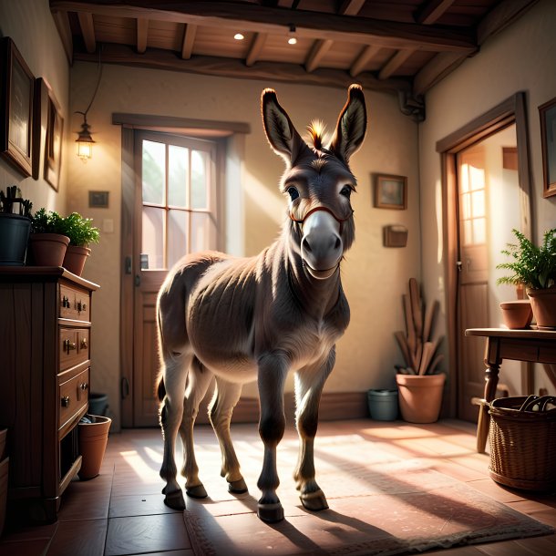 Illustration of a donkey in the house
