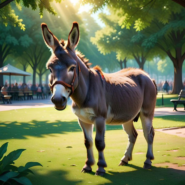 Ilustração de um burro no parque