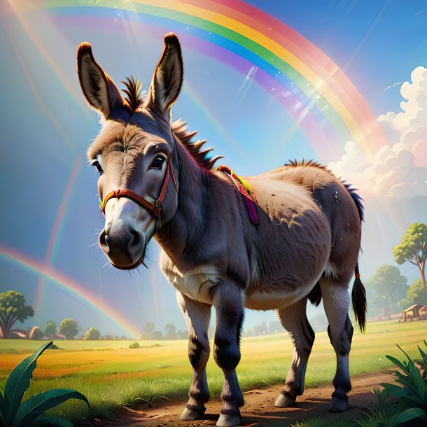 Ilustración de un burro en el arco iris