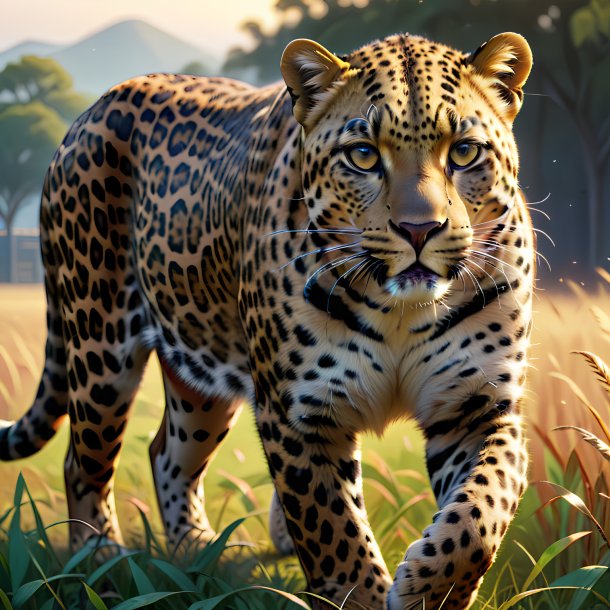 Ilustración de un leopardo en el campo