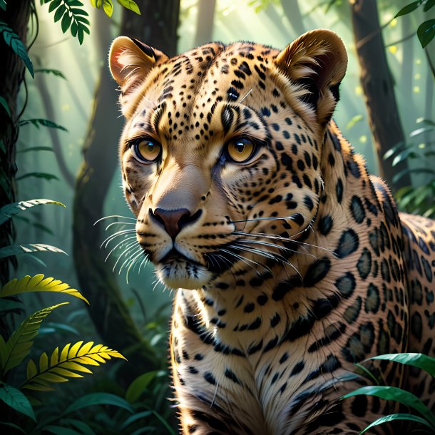 Illustration of a leopard in the forest