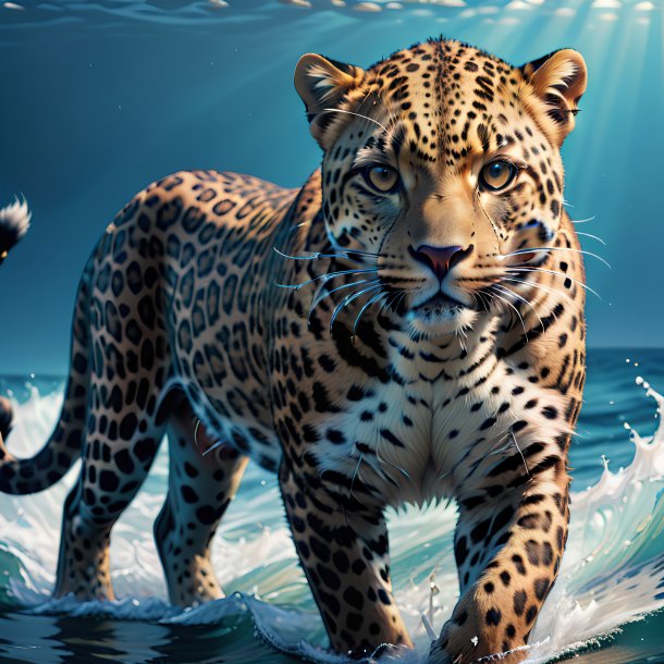 Ilustración de un leopardo en el mar