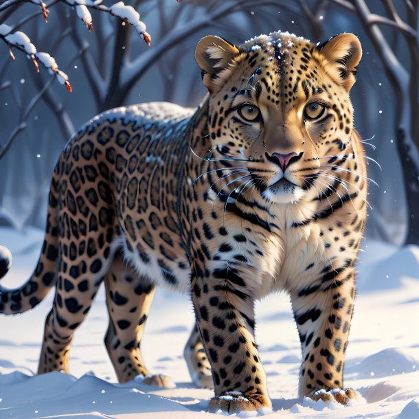 Illustration of a leopard in the snow