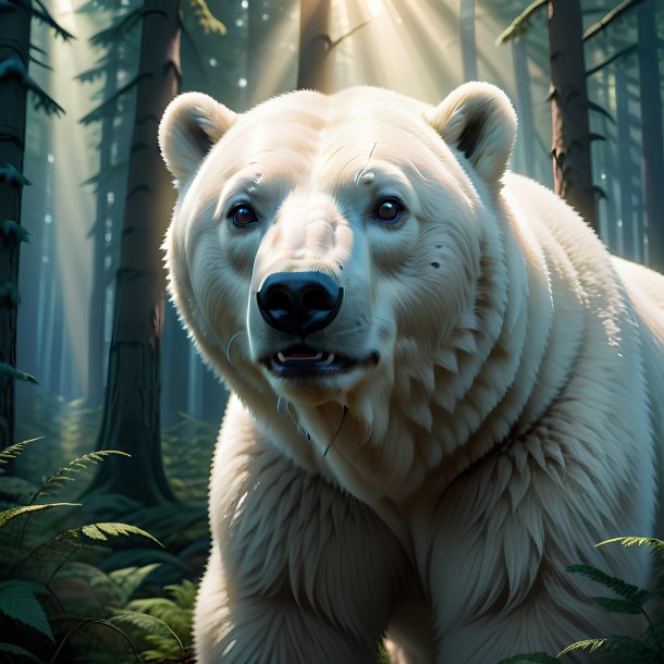 Illustration of a polar bear in the forest