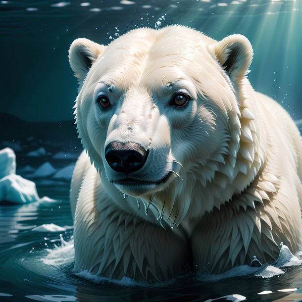 Illustration of a polar bear in the water