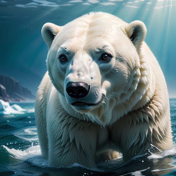 Ilustración de un oso polar en el mar