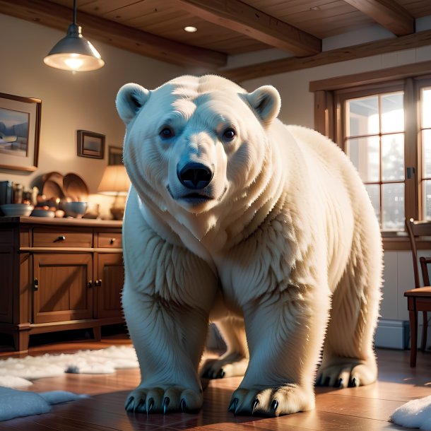 Illustration of a polar bear in the house