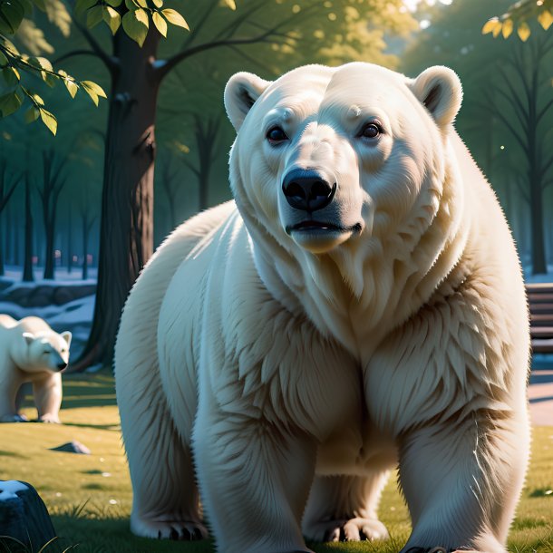 Illustration of a polar bear in the park