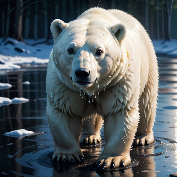 Illustration of a polar bear in the puddle