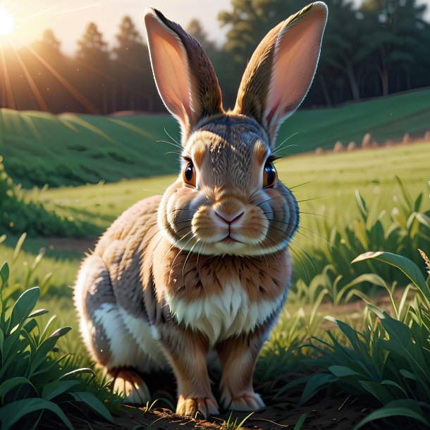 Illustration of a rabbit on the field