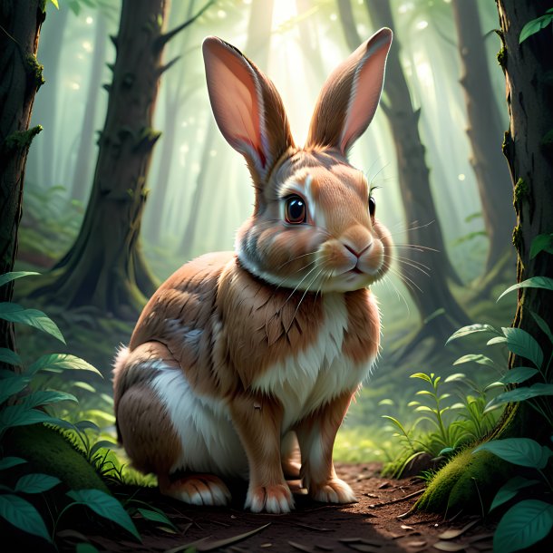 Illustration of a rabbit in the forest