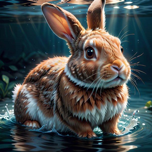 Illustration d'un lapin dans l'eau