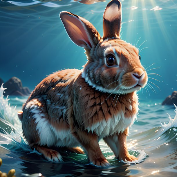 Illustration of a rabbit in the sea