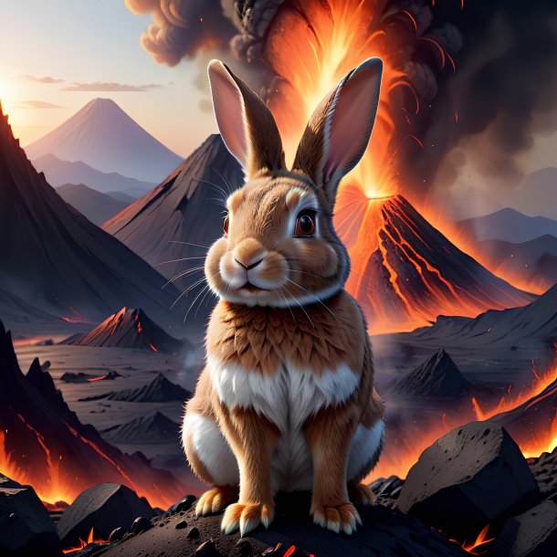 Illustration of a rabbit in the volcano