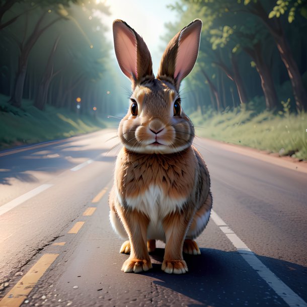 Illustration of a rabbit on the road