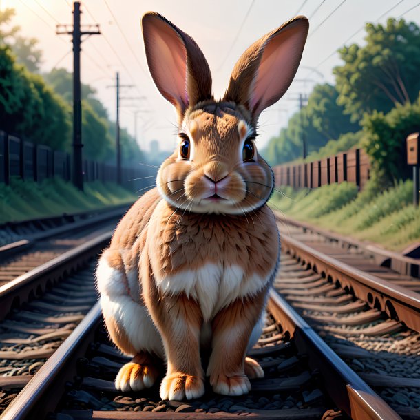 Ilustración de un conejo en las vías del ferrocarril