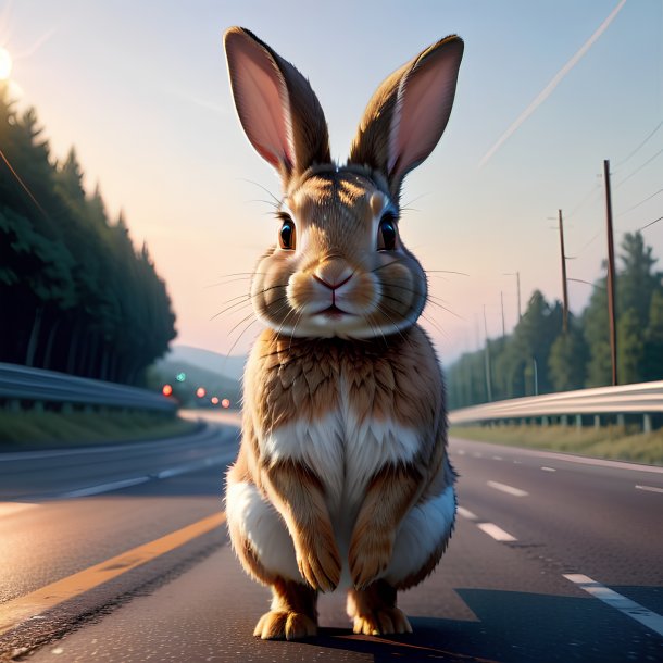 Illustration of a rabbit on the highway