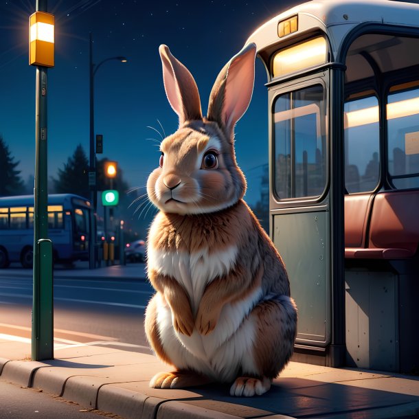 Illustration of a rabbit on the bus stop