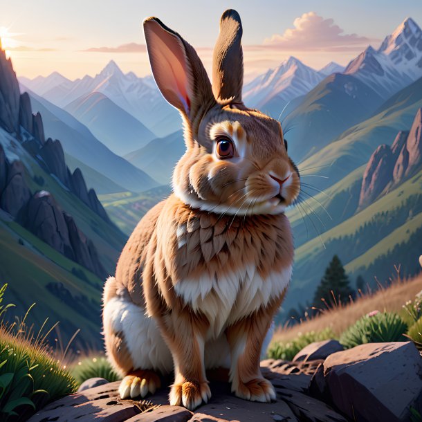 Illustration of a rabbit in the mountains