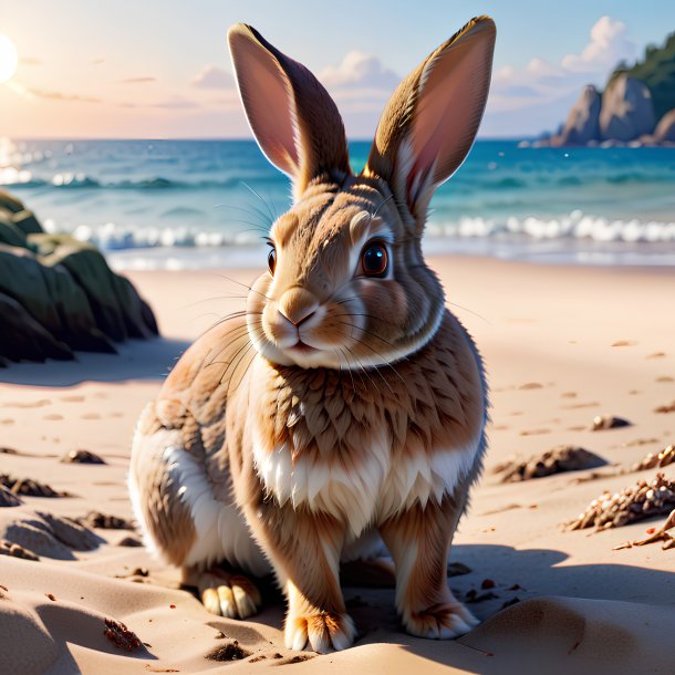 Illustration of a rabbit on the beach