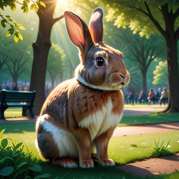 Illustration of a rabbit in the park