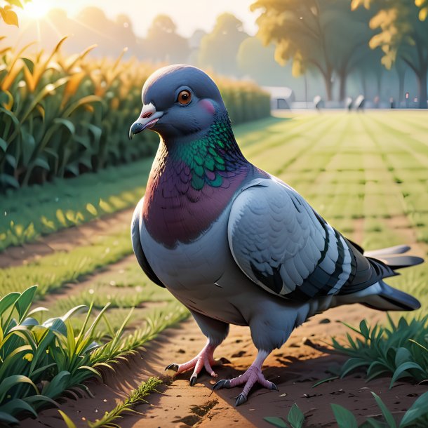 Illustration of a pigeon on the field