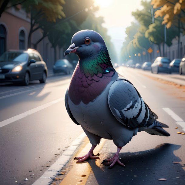 Illustration of a pigeon on the road