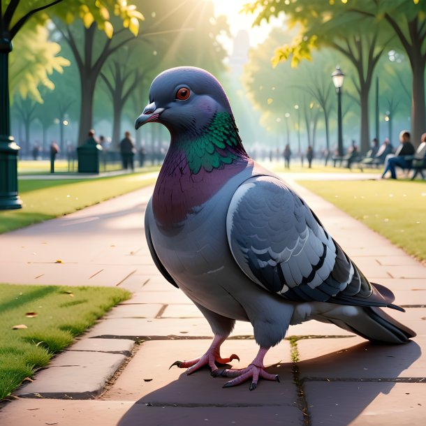 Illustration of a pigeon in the park