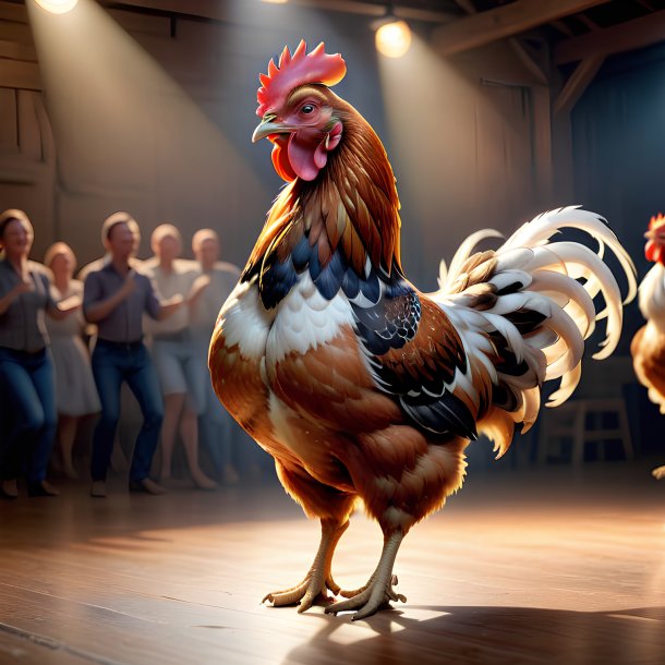 Foto de una gallina bailando