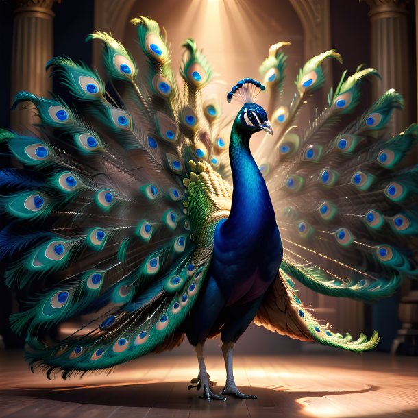 Imagen de un pavo real bailarín