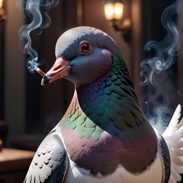 Picture of a smoking pigeon