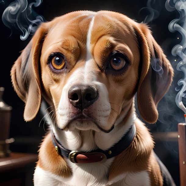 Imagem de um beagle fumando