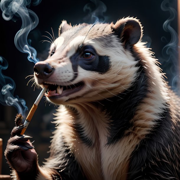 Imagem de um texugo fumando