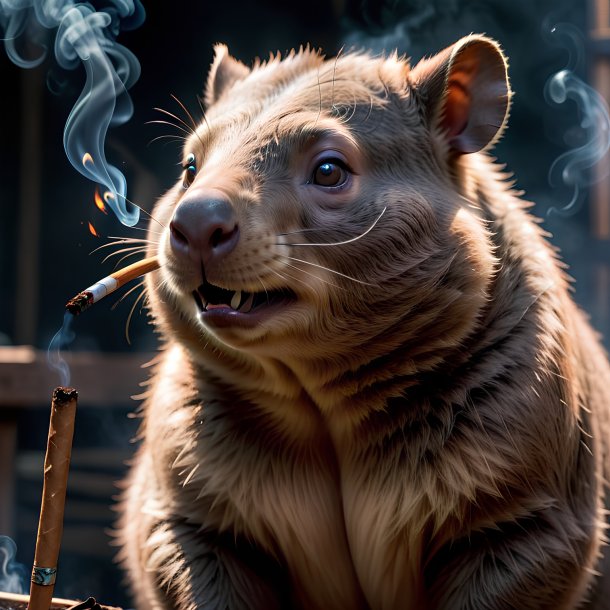 Foto de un wombat fumador