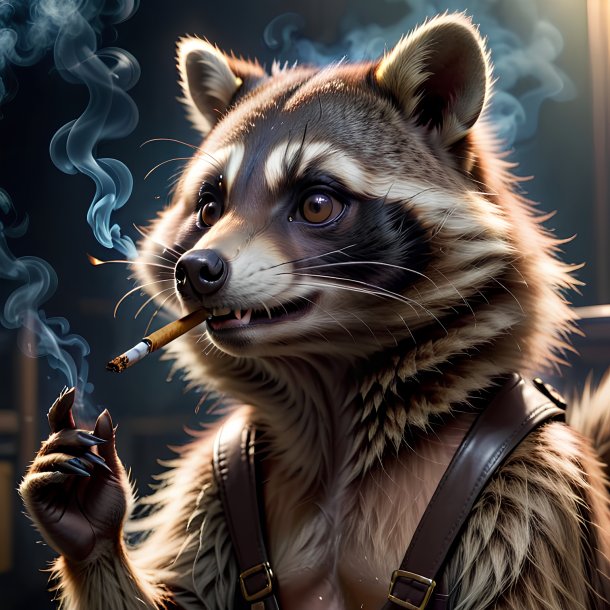 Picture of a smoking raccoon