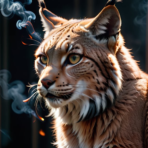 Imagem de um lince fumando