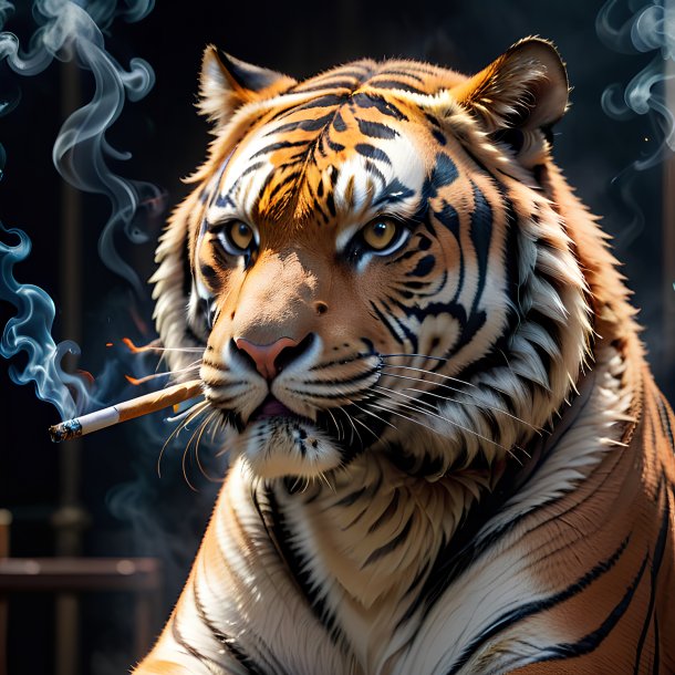 Imagem de um tigre fumando