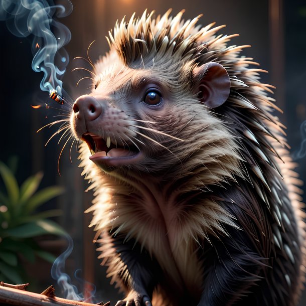 Picture of a smoking porcupine