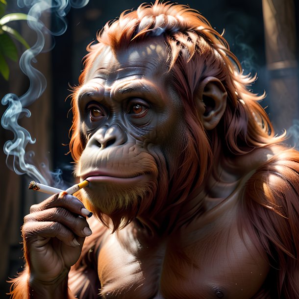 Picture of a smoking orangutan