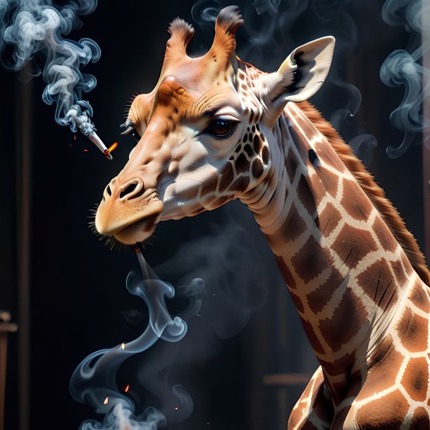 Imagem de uma girafa fumando