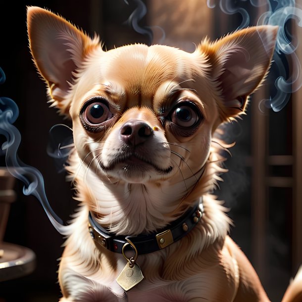 Photo d'un chihuahua fumant