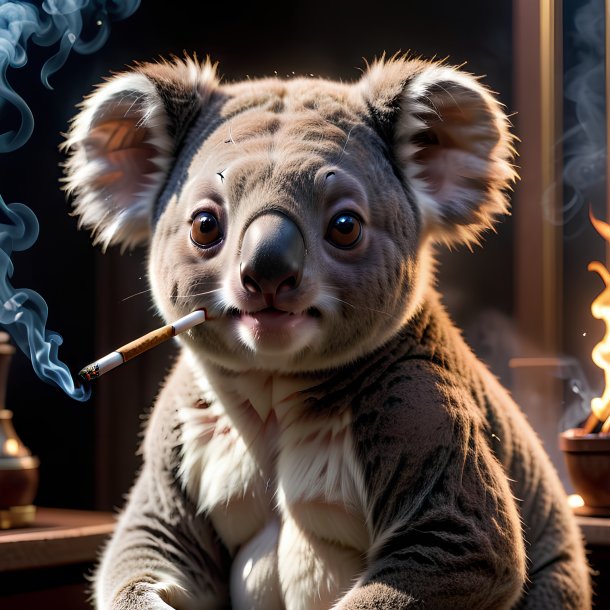 Foto de um coala fumando