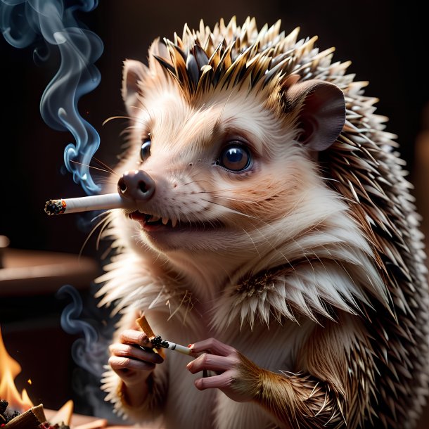 Picture of a smoking hedgehog