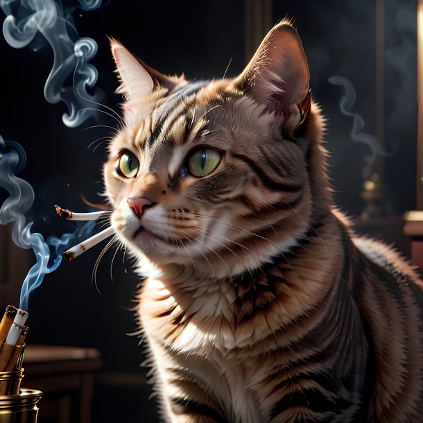 Photo d'un chat qui fume