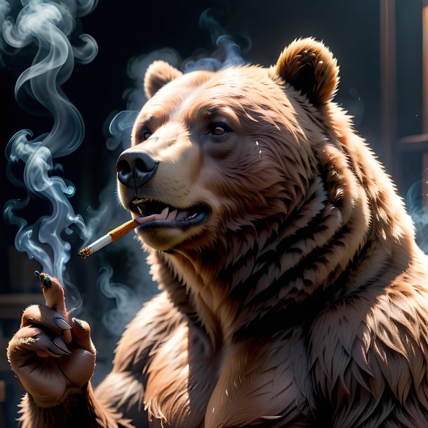 Image d'un ours qui fume