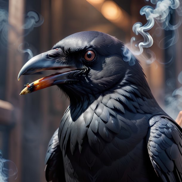Picture of a smoking crow