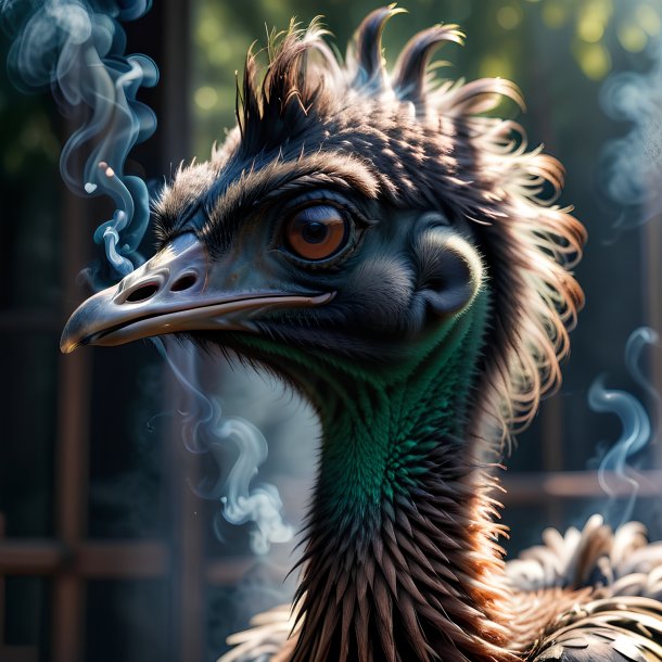 Imagem de uma emu fumando